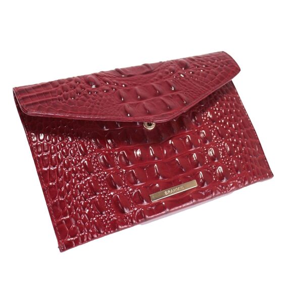 Brahmin Handbags - Brahmin Cherry Red Crocodile Alligator Embossed Clutch Women's Wallet Luxury